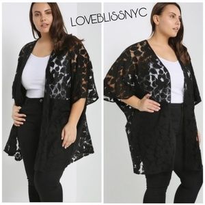 🖤Plus Size Black Lace Kimono